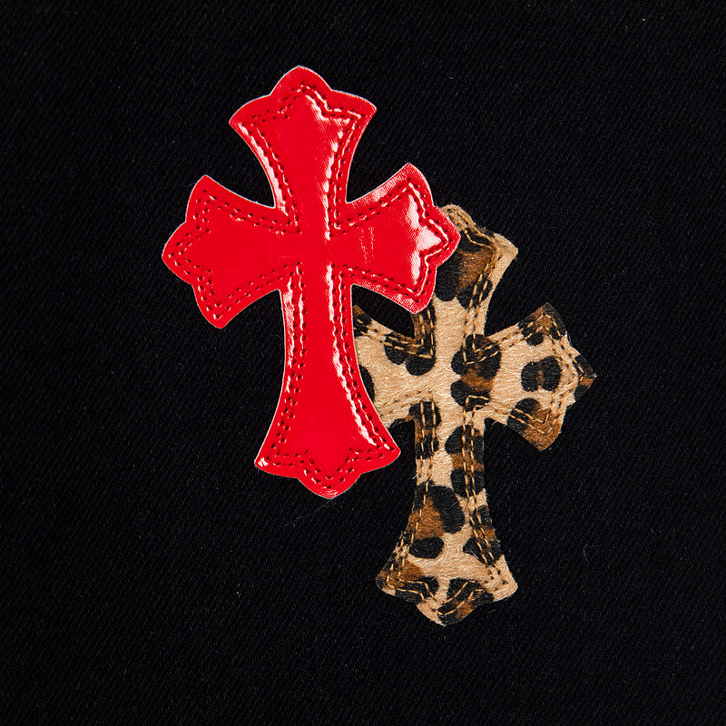 Chrome Hearts Jeans Red and Black Cross