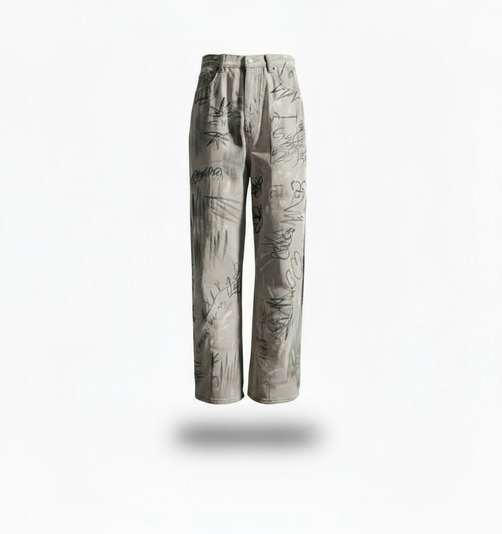 Balenciaga Distressed Washed Graffiti Jeans