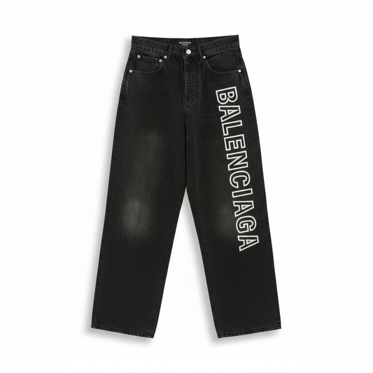 Balenciaga Outline Denim Pants in Black