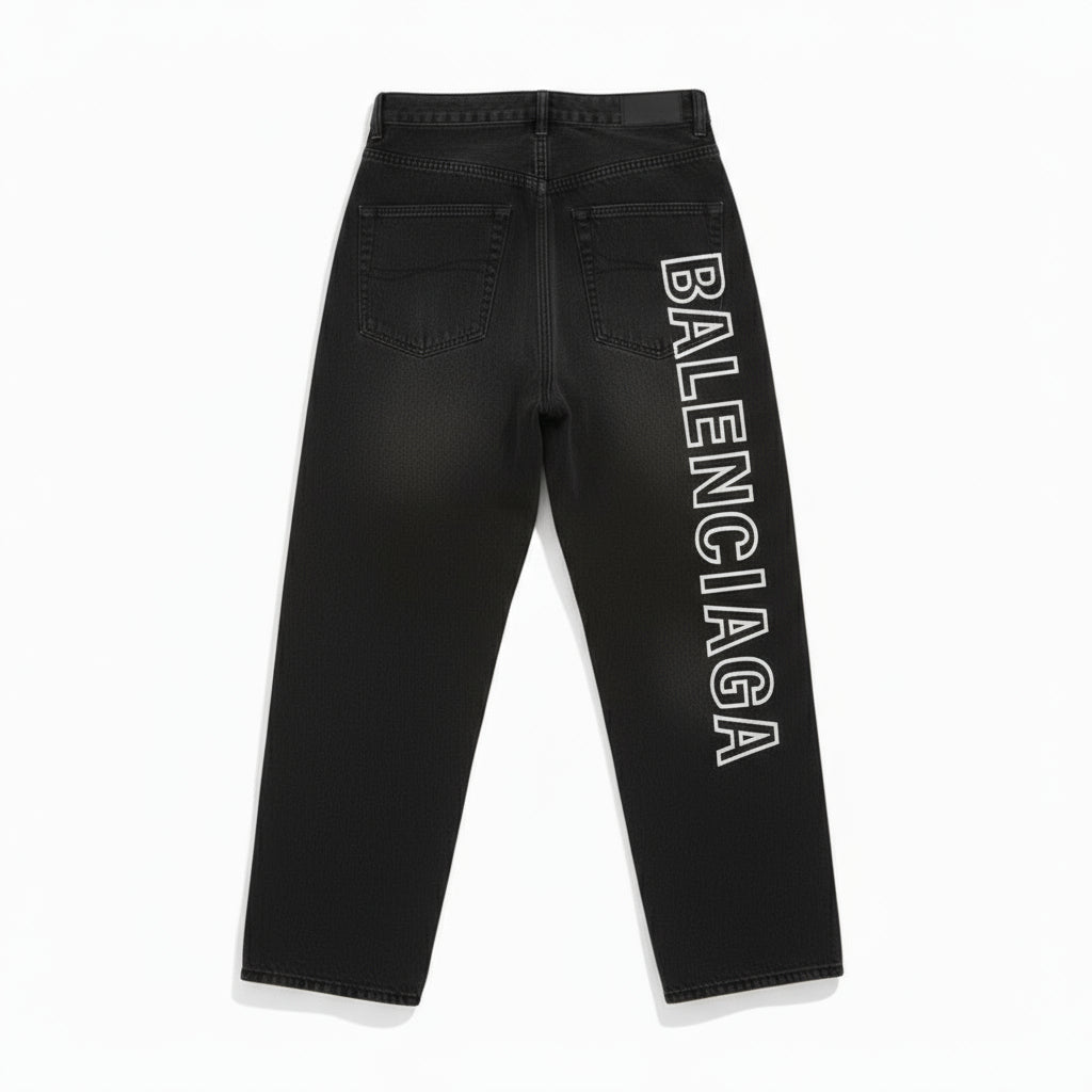 Balenciaga Outline Denim Pants in Black