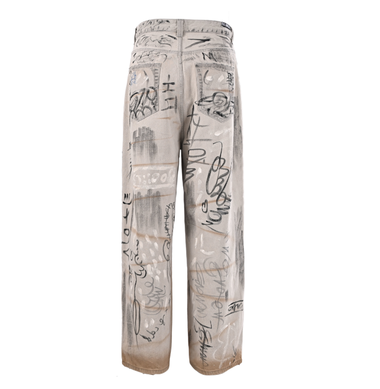 Balenciaga Distressed Washed Graffiti Jeans