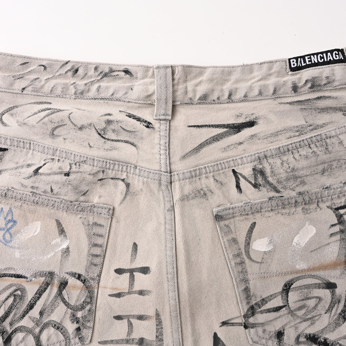 Balenciaga Distressed Washed Graffiti Jeans