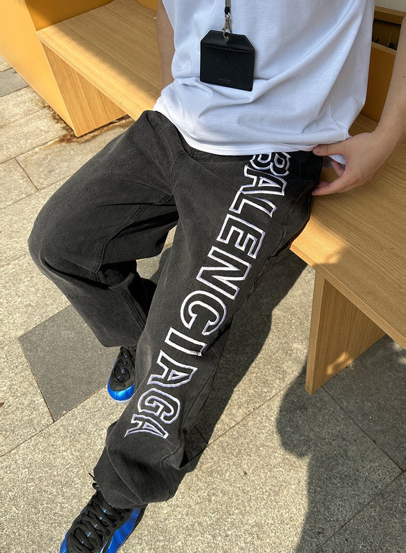 Balenciaga Outline Denim Pants in Black