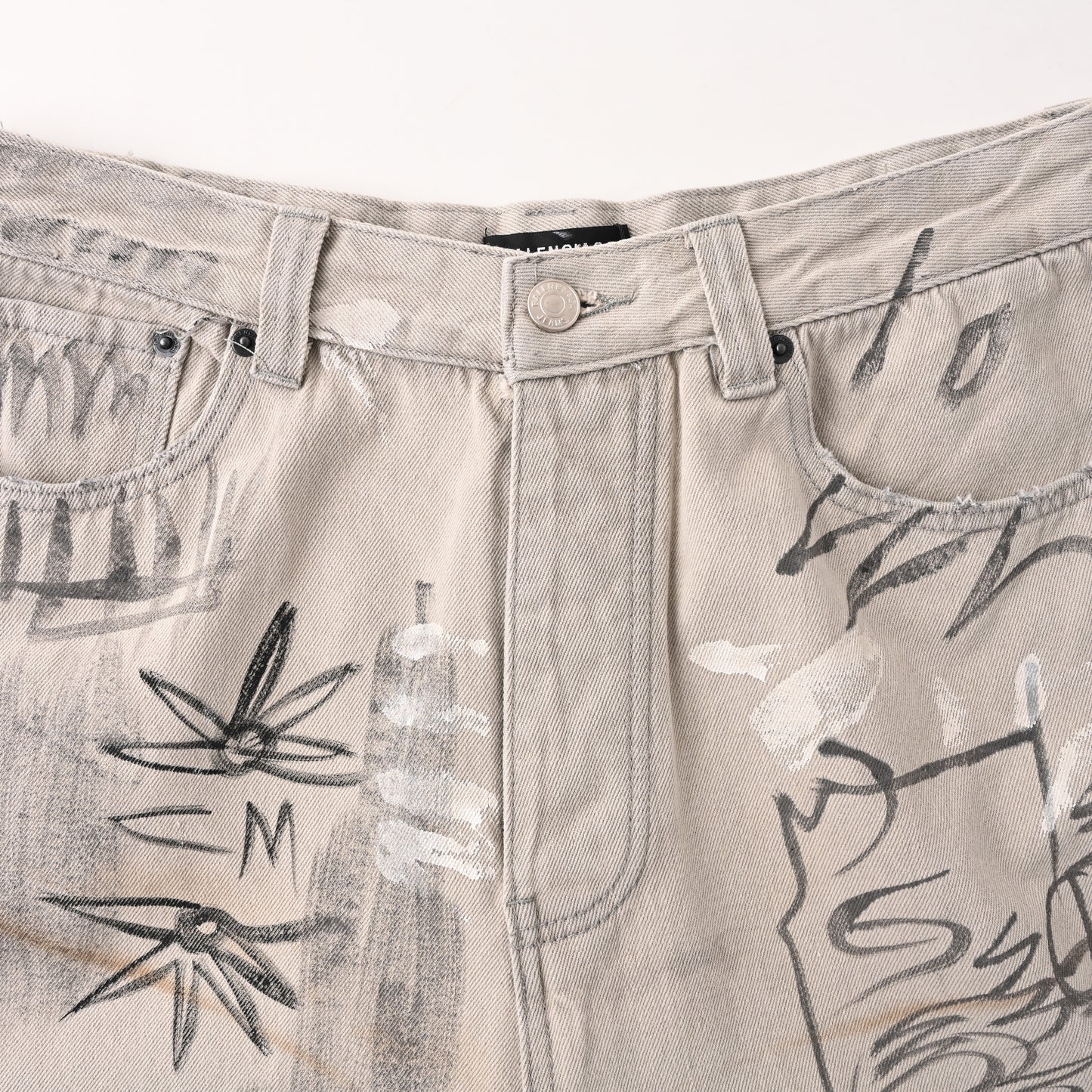 Balenciaga Distressed Washed Graffiti Jeans