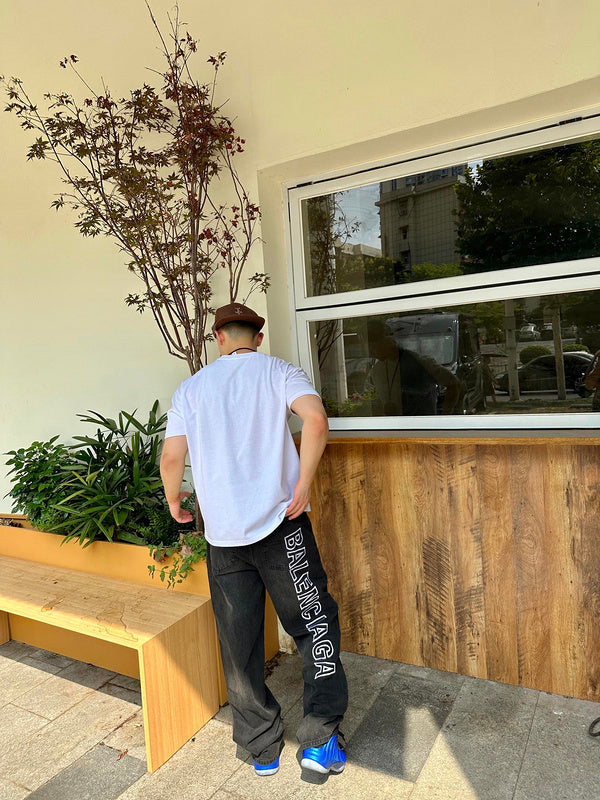 Balenciaga Outline Denim Pants in Black